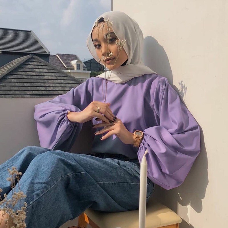 LUNE BLOUSE/ Pakian Wanita/ Atasan Wanita/Baju Blouse/Baju Wanita longgar/ Blouse lengan balon