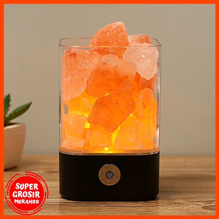 Lampu Tidur Unik LED Crystal Salt Lamp of Himalaya Lava Lamp - Hitam