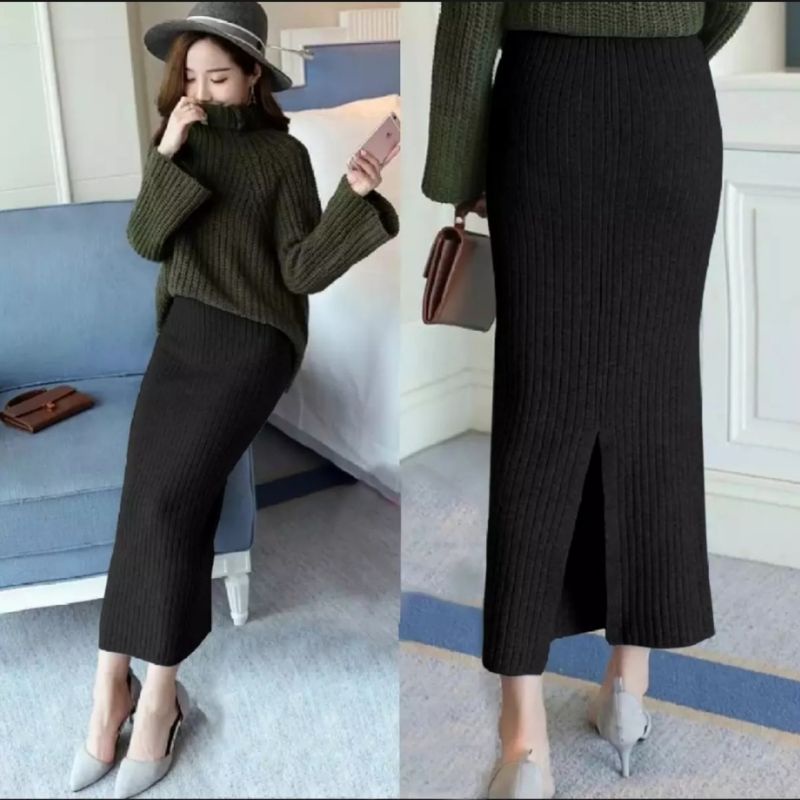 ROK SPAN PANJANG KNIT//KNIT SPAN//ROK CASUAL FORMAL