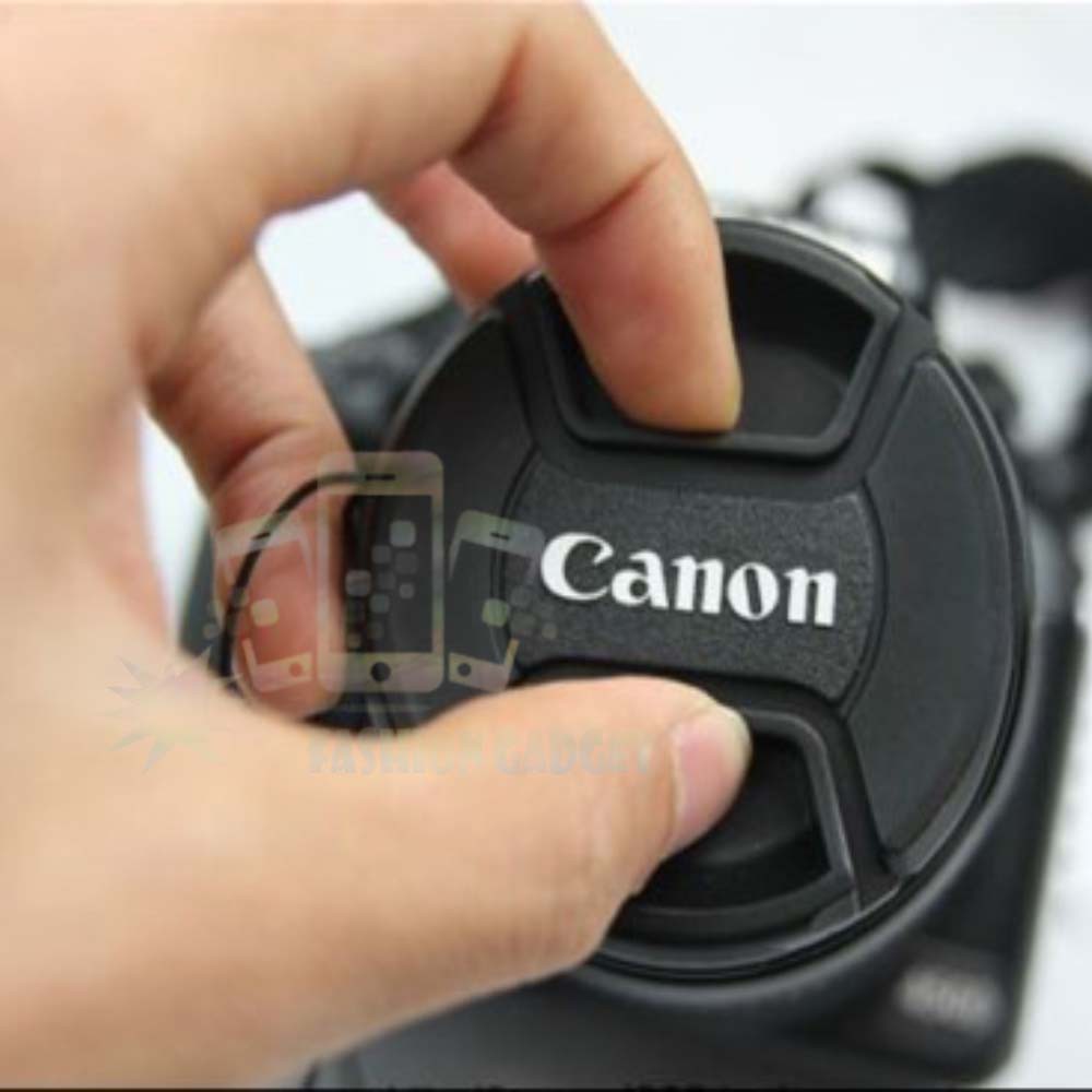 Tutup Lensa Kamera Canon 49 mm + Tali Lens Cap Logo Canon 49mm Snap On Camera Lens Cover Lenscap