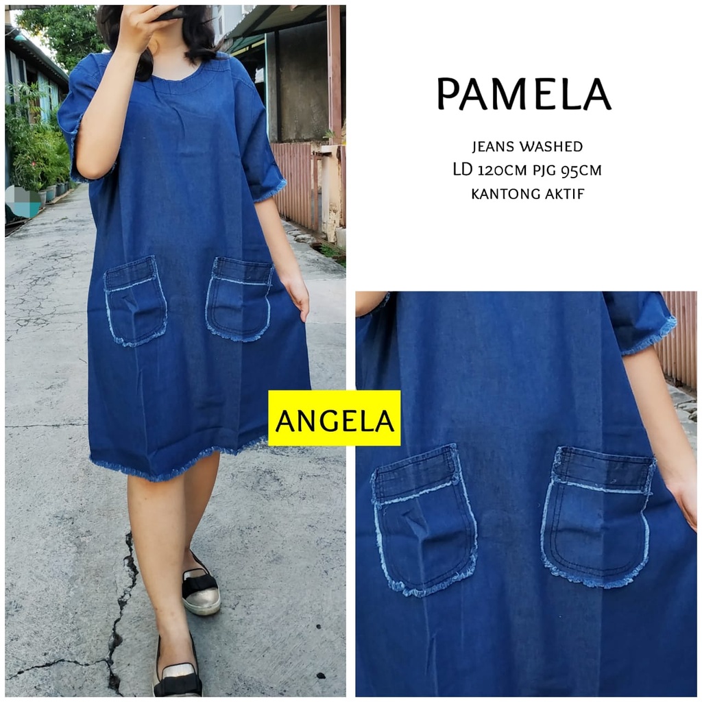 Dress Jeans Lepis Jumbo LD 120 Mini Home Dress Jins Rawis Pamela Daster Jeans Kekinian