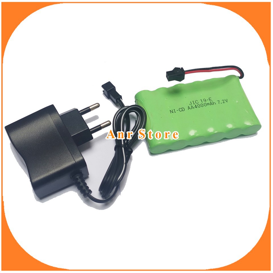 Paket Baterai Dan Charger RC AA 4000mAh 7.2V isi 6 Socket Hitam Mobil Remot