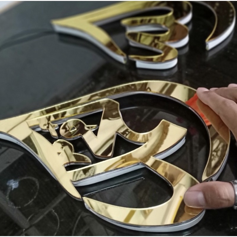 SEPASANG KALIGRAFI / HIASAN DINDING ACRYLIC MIRROR LAFADZ ALLAH MUHAMMAD/ LED CUSTOM MEWAH