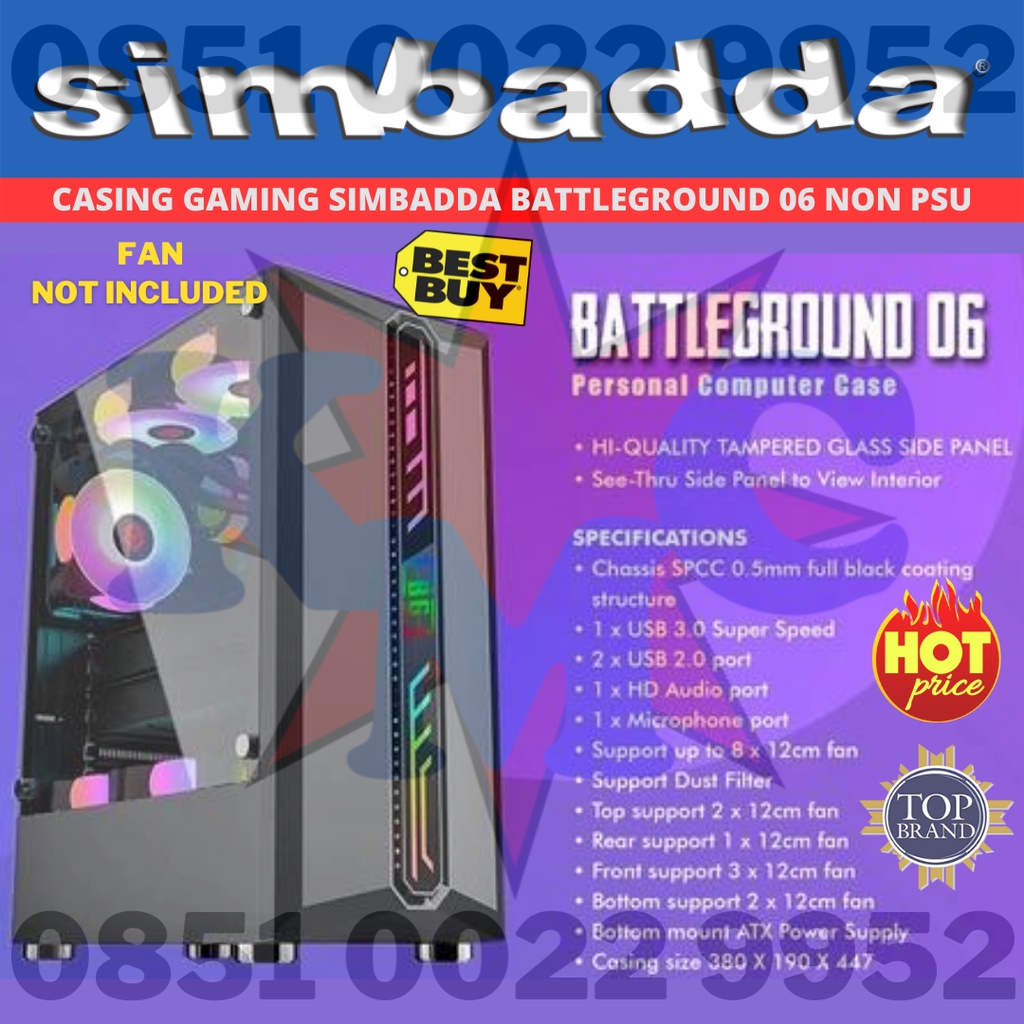 Casing Gaming Simbadda BattleGround 06 Non PSU &amp; FAN