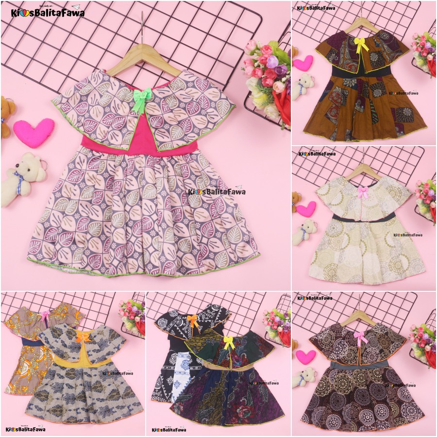 Dress Irene size 1-4 Tahun / Dres Batik Cape Baju Kensi Anak Perempuan Murah Cewek Katun Adem Gaun