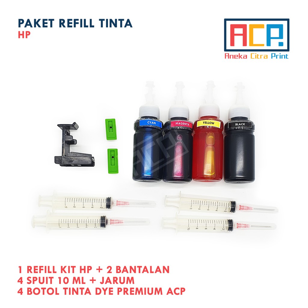 Paket Isi Ulang Cartridge - Refill Tool Kit + Tinta Isi Ulang + Spuit 10 ML - Canon / HP