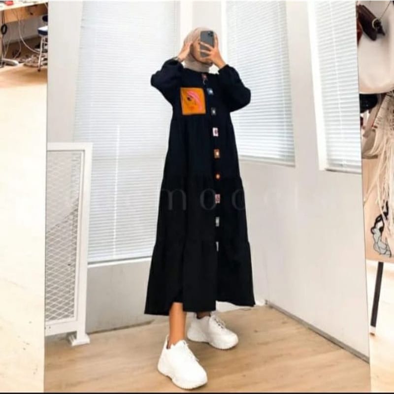 Gamis Terbaru 2022 Loly Midi Dress Rayon Busui Friendly Baju Lengan Panjang Wanita Muslim Katun Rayon Midi Dress Jumbo