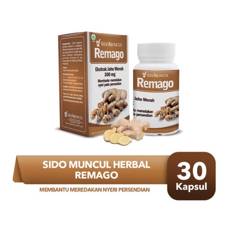 Sidomuncul Remago kemasan botol 30 kapsul (untuk mengurangi nyeri persendian)