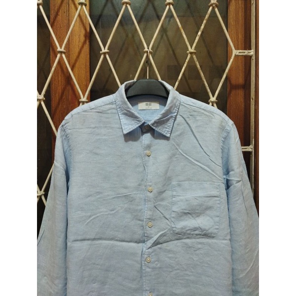 kemeja linen uniqlo second original M kemeja polos kasual pria murah terlaris