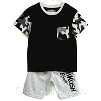 Baju setelan celana kaos anak cowok oshkosh motif BLACK ARMY LORENG size 1-6 bahan katun lembut