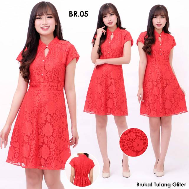 MS Br 05 brukat dress red