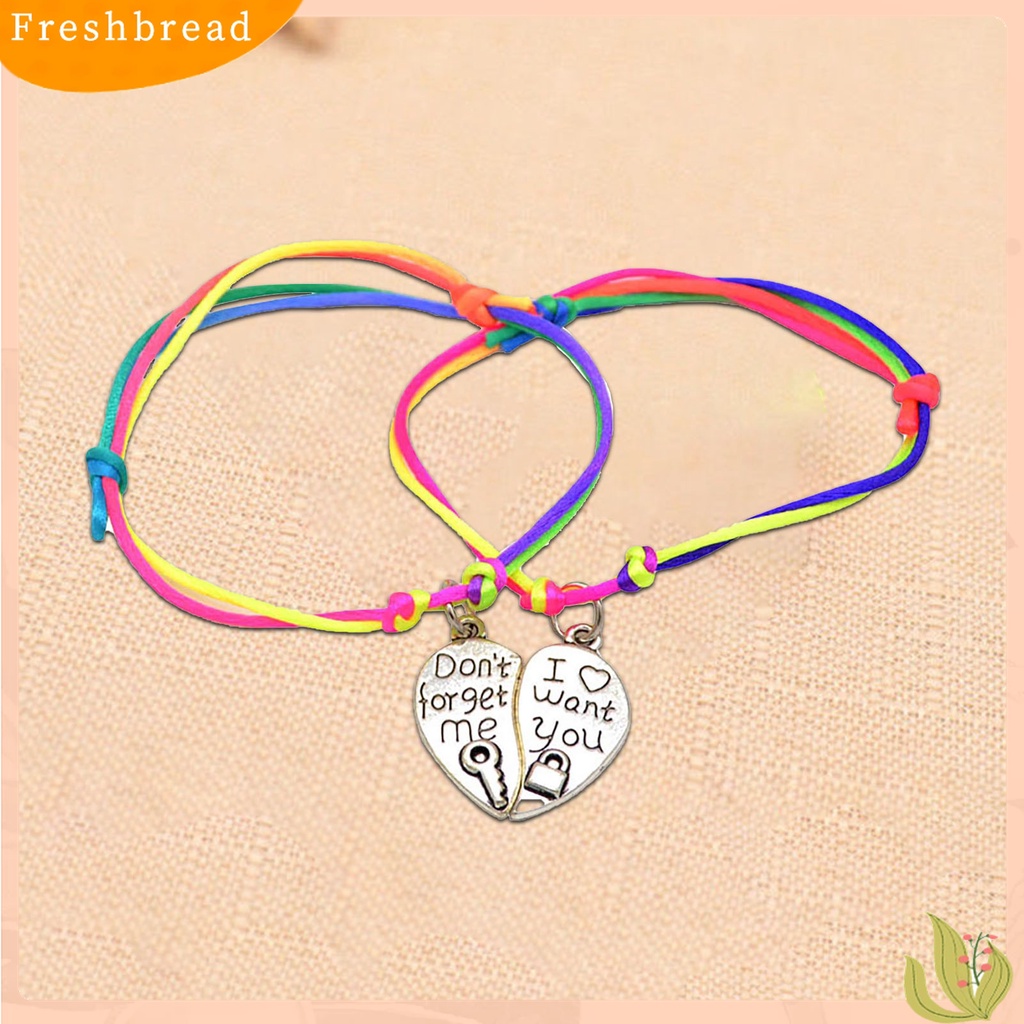 ?Fresh?? 2Pcs Gelang Tangan Wanita Model Kembaran Liontin Hati Ukiran Huruf Best Friends