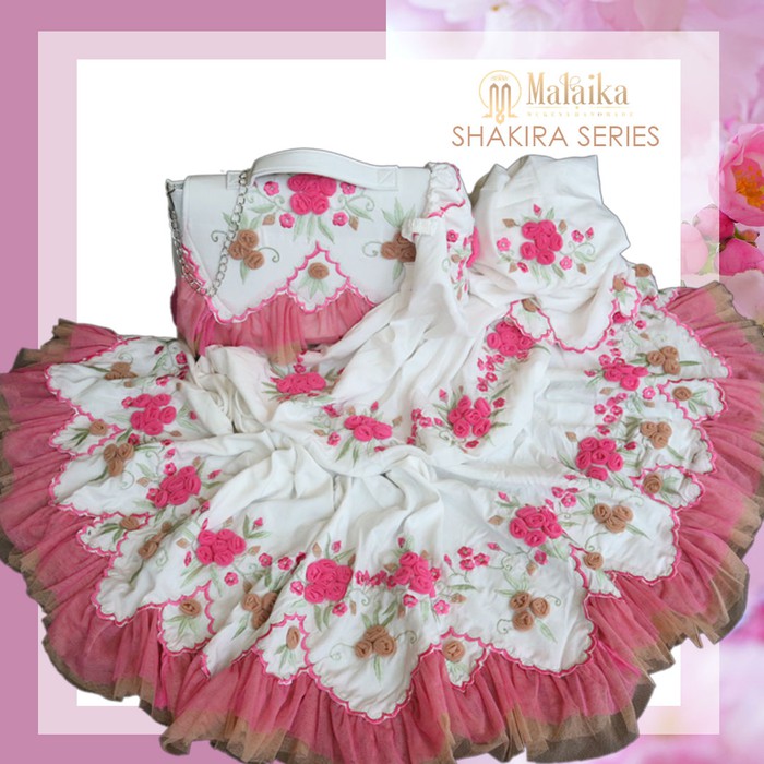 MY MALAIKA MUKENA BORDIR HANDMADE BUNGA TIMBUL SHAKIRA SERIES MEWAH
