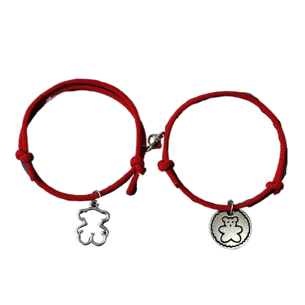 【COD Tangding】1 Pair Bear Lovers Bracelet Students Girlfriends Gift Magnet Suction Hand Rope