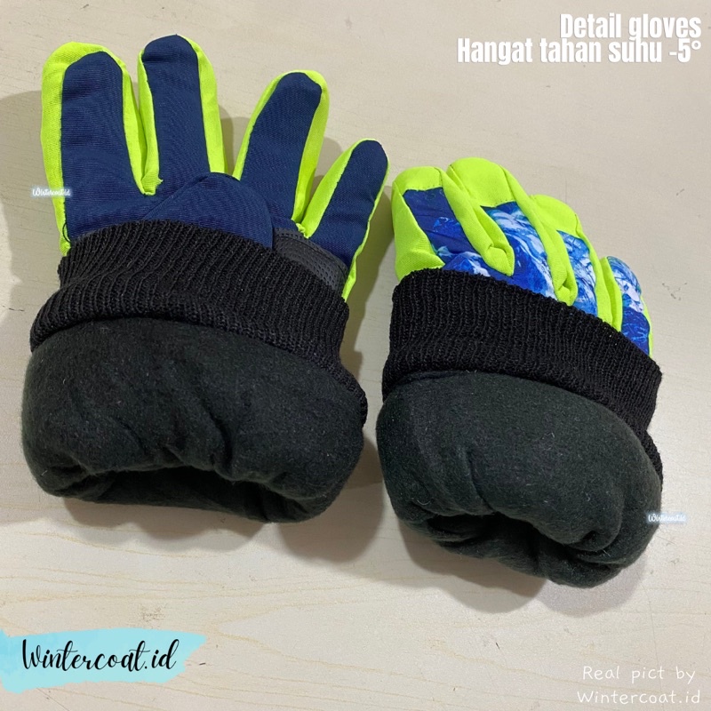 Kids snow gloves sarung tangan salju anak main ski waterproof hangat anti slip cowok cewe remaja import cool