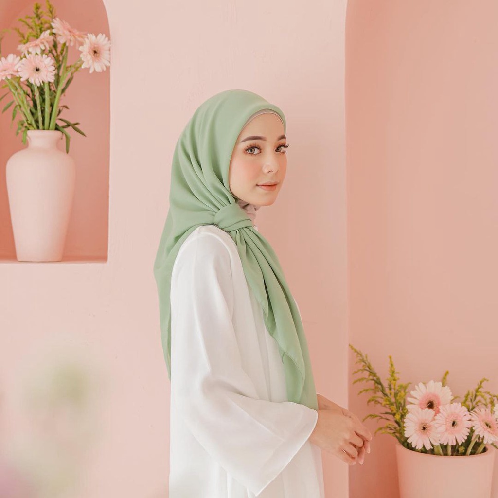 OriginalHijab x Bella Square Warna Sage Green Bahan Pollycotton Double Hycon COD