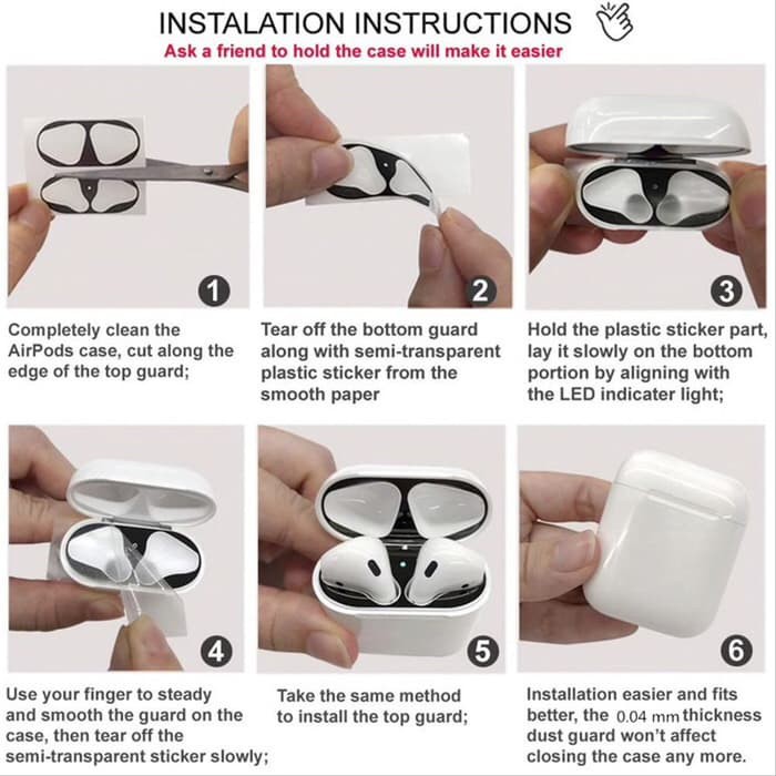 AirPods Gen 1 / 2 / 3 / Pro Dust Proof Protection Anti Debu Metal Sticker Anti Gores TWS Dustproof Case