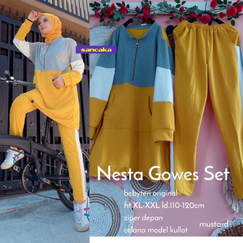 NESTA GOWE SET/NESTA GOWES SET BY SANCAKA/SET OLAHRAGA BABYTERY