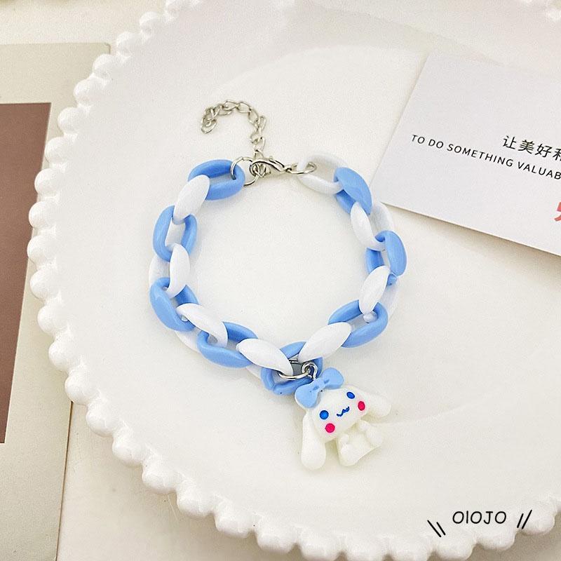 【COD】Gelang Desain Kartun Anjing Telinga Besar Warna Pink Biru Untuk Pasangan