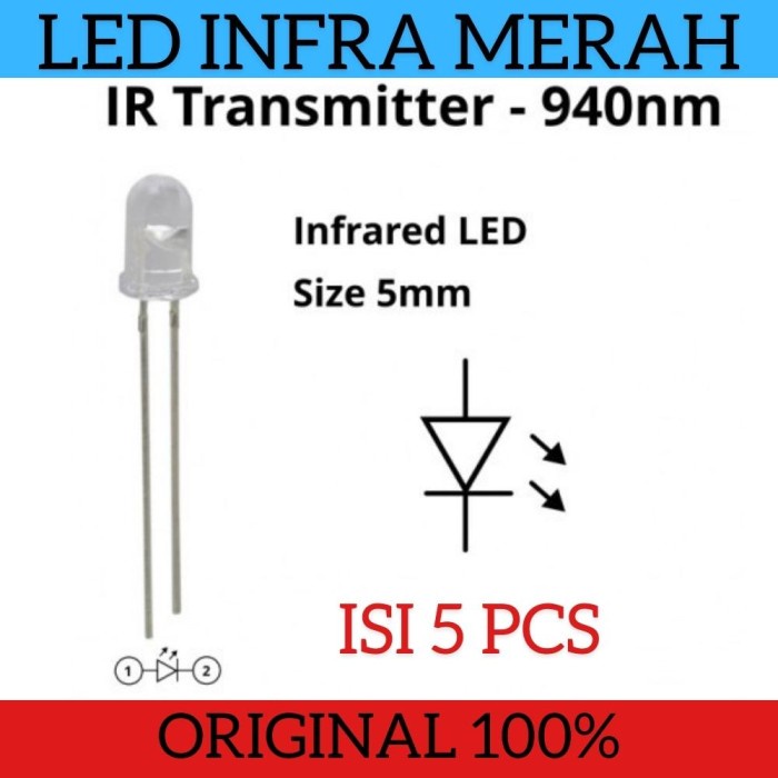 Isi 5 Pcs Led Clear 5mm IR Infra Red Merah Remote Transmitter Infrared