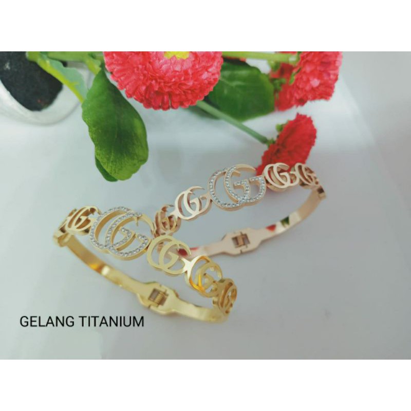 Fourfashion Gelang Titanium Bangle G007 Permata kekinian