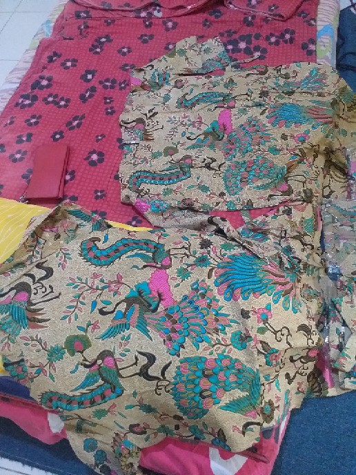 ( Gamis Jumbo ) Batik Couple Keluarga Sania Ruffle Ori Ndoro Jowi Dnt Motif Merak Tosca