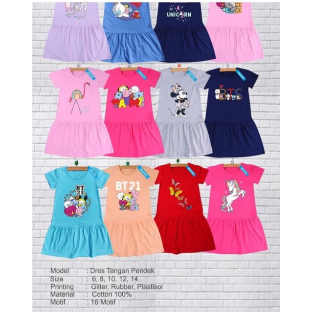 Baju Anak/Atasan Anak/Dress Anak 4th,6th,8th,10th,12th,14th