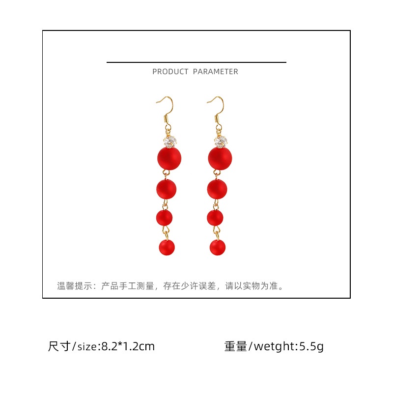 Sterling silver jarum Merah baru panjang mutiara Grace Internet celebrity fashion all-match Peri ant