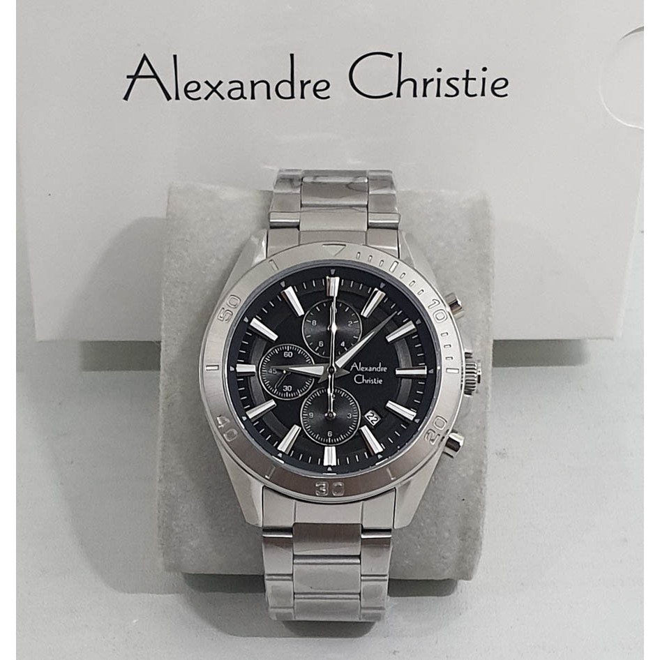 Alexandre Christie Ac6525 Silver Black Jam Tangan Pria Original