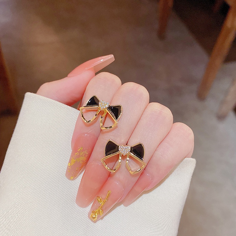 Anting Tusuk Sterling silver 925 Desain Pita Hias Berlian Imitasi Untuk Wanita