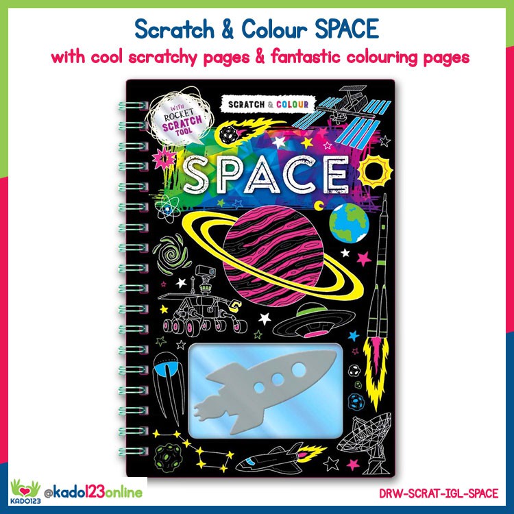 

Scratch & Colour SPACE with cool scratchy pages & fantastic colouring pages (KD)