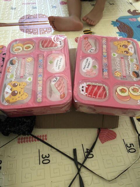 Lunch Box Yooyee Sekat 6 Anti Tunpah Type 589   Yooyee Sekat 6 Lunch Box 5 Pcs Sponge Spon