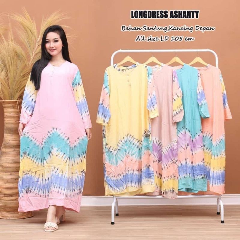 gamis rumahan pelangi tyedie batik jumputan