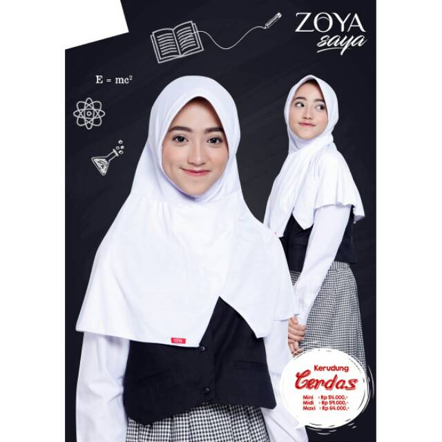 Zoya Kerudung Sekolah BERGO CERDAS Midi Ready Warna Putih by ZOYA