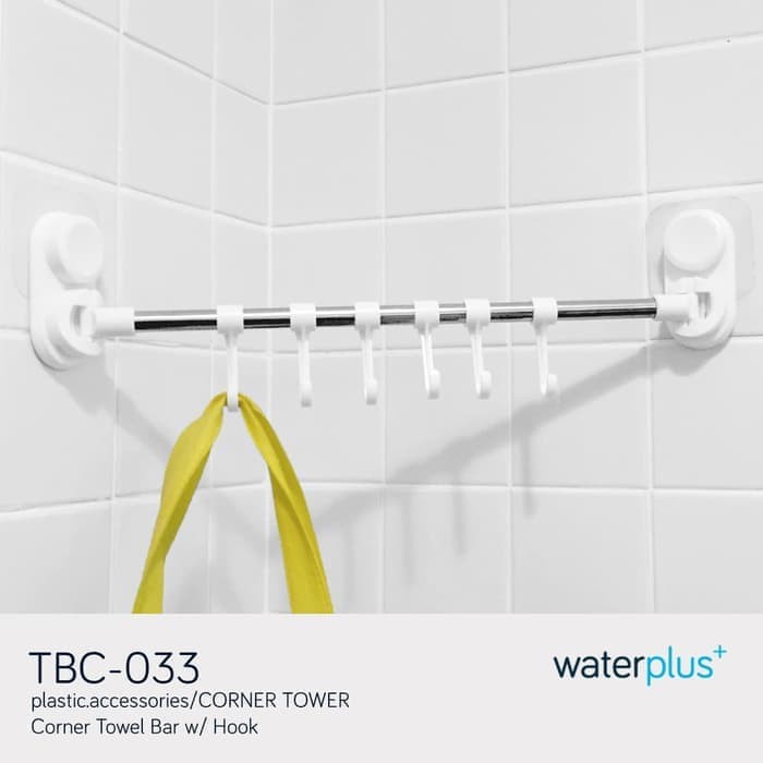 Waterplus TBC-033 Corner Towel Bar w/ Hook