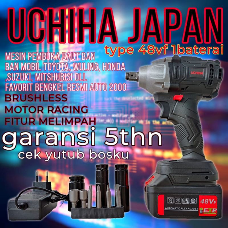 mesin cordless baterai bor buka baut ban mobil dan motor 48v uchiha japan tecnologi