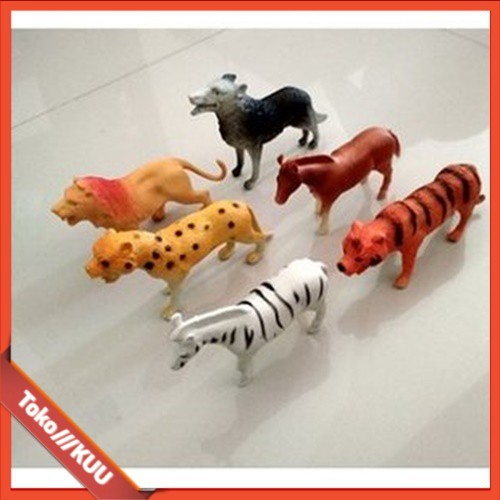 MAINAN Anak ANIMAL WORLD ISI 6 Figure Set Miniatur Wild Animal Hewan Karet Besar  400gr
