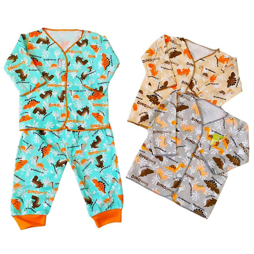 baju bayi setelan MOTIF DINO PANJANG