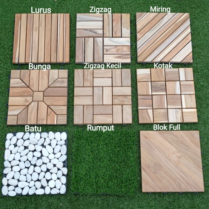 lantai kayu jati bongkar pasang - zigzag natural