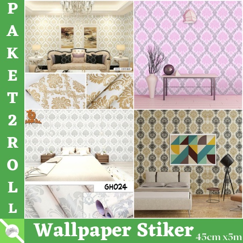 PROMO - TERMURAH PAKET Wallpaper 2ROLL Stiker Dinding Motif Dan Karakter Premium Quality MOTIF BATIK MODERN ( BUY 1 GET 1 FREE ) GH023 / GH024 / GH025