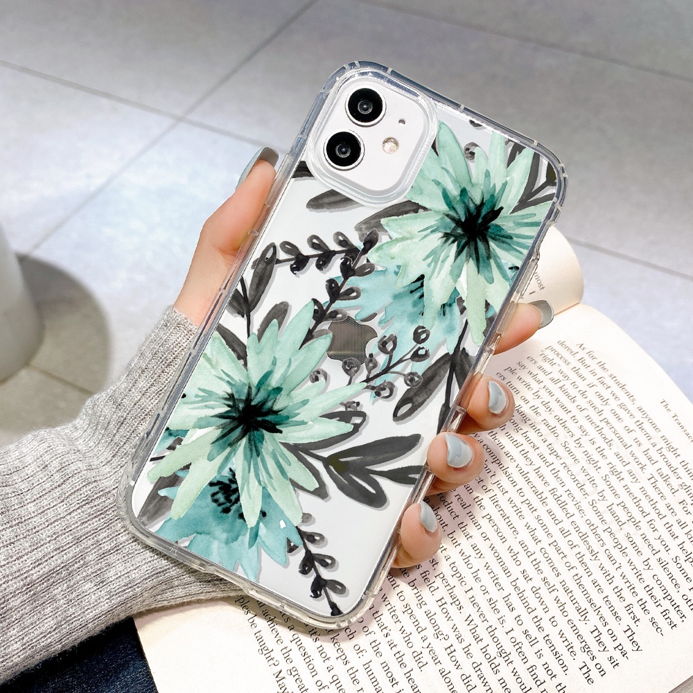 Clear Liquid Silicone Casing iPhone12 Pro Max iPhone 11 Pro Max X Xs Max 6 6s 7Plus 8Plus 12Mini Cactus series Transparent Soft Phone Case