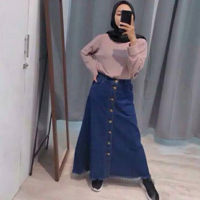 COD ROK JEANS BUTTON RAWIS | BUTTON SKIRT | ROK KANCING JEANS RAWIS