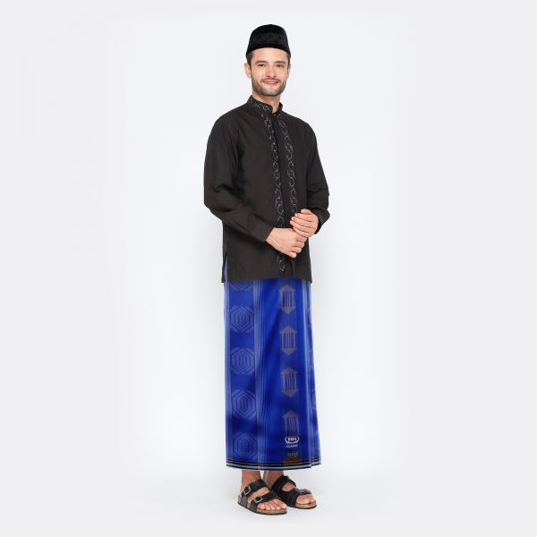 Sarung BHS Classic Gold Motif Kawung Lampion Biru