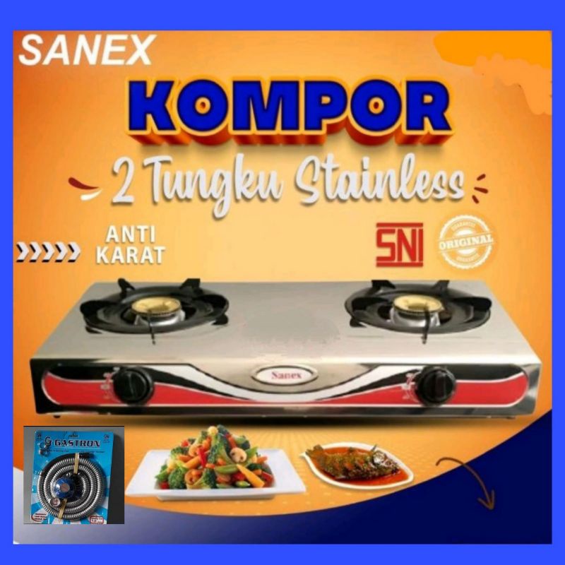 Sanex , PROGAS  TEFLON  Kompor  , Kompor Gas 2 Tungku