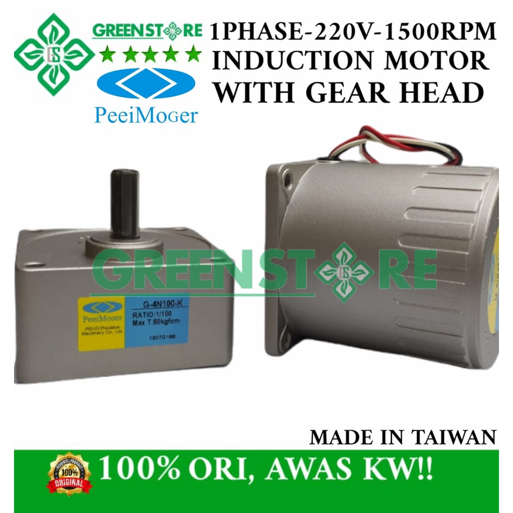 PEEI MOGER M3IK15N-C 15W G3N20K-G3N60K 1PH INDUCTION MOTOR GEARHEAD