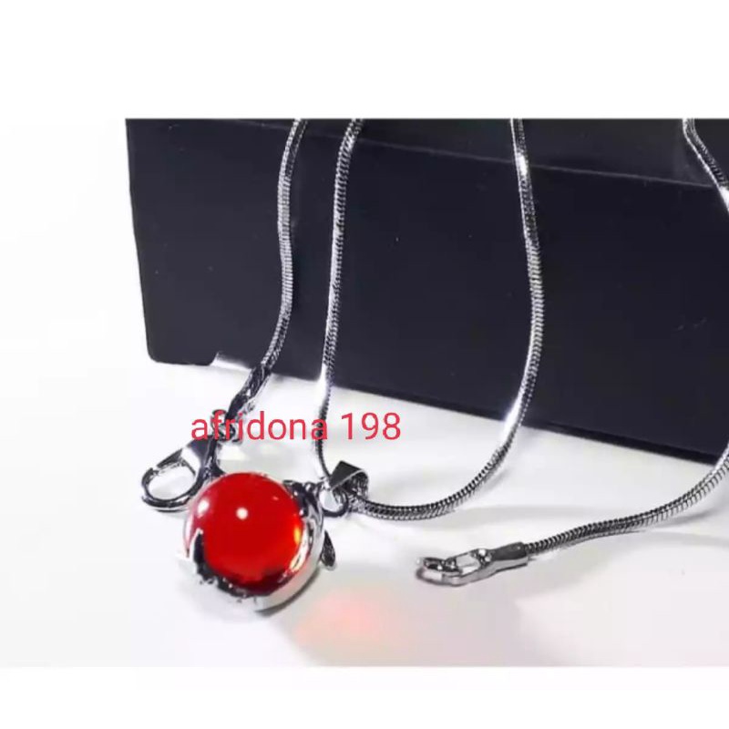 kalung titanium wanita Anti luntur liontin bola akik ikat perak elegan