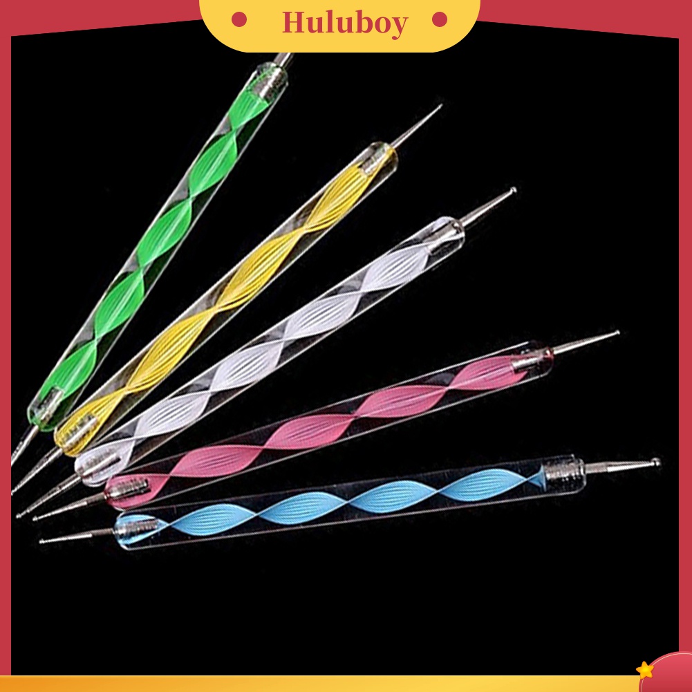 Huluboy Huluboy♡ 5 Pcs Alat Dotting Marbleizing Dua Sisi Untuk Nail Art Manicure