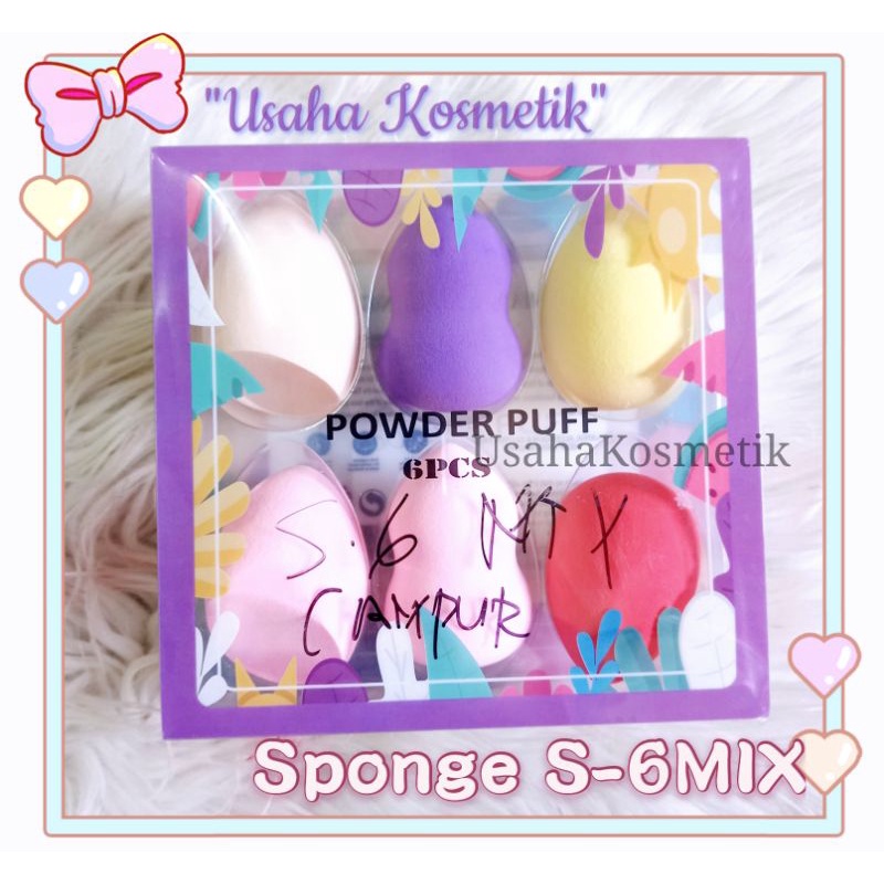 SPONGE BEAUTY BLENDER MAKEUP TOOLS ISI 6PC BENTUK GUCI+TELOR+KYLIE LEMBUT SPONGE NO. S-6MIX