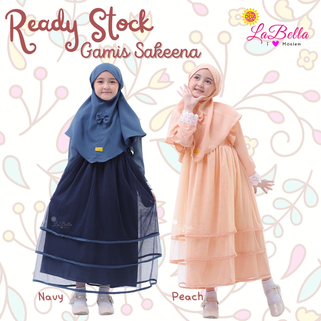 DRESS PESTA ANAK MUSLIM LABELLA SAKEENA | GAMIS TUTU ANAK LABELLA | SET GAMIS PREMIUM ANAK PEREMPUAN