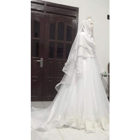 gaun akad putih muslimah wedding dress syari